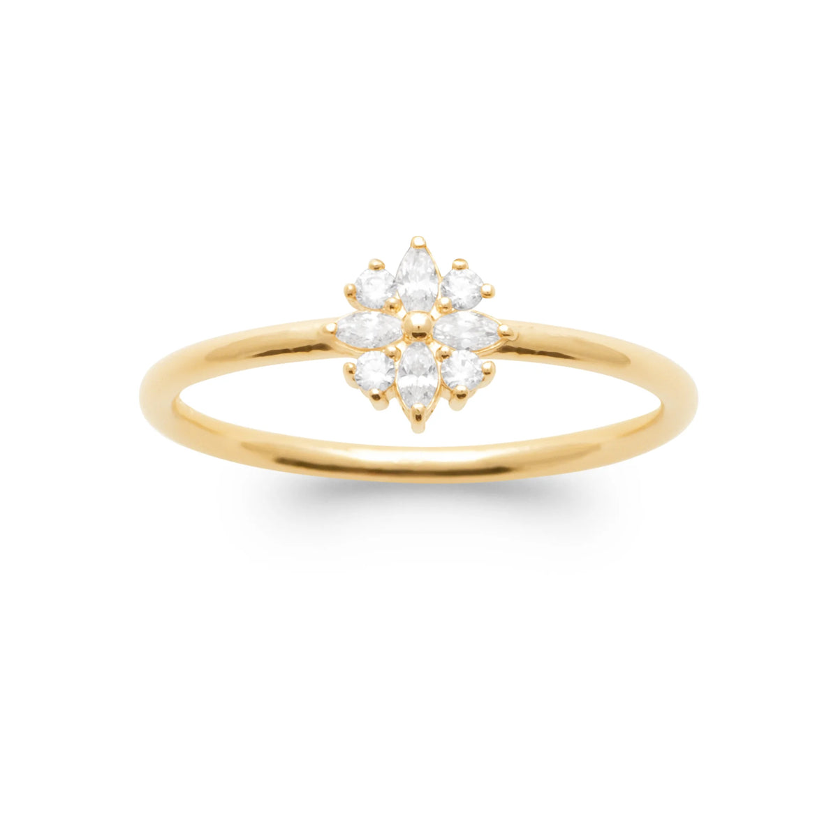 Bague fleur de zircons en plaqué or
