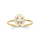 Bague fleur de zircons poire, navettes et ronds en plaqué or