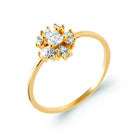 Bague fleur de zircons poire, navettes et ronds en plaqué or