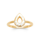 Bague goutte évidée constellée de zircons en plaqué or