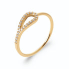 Bague goutte ouverte allongée pavée de zircons en plaqué or