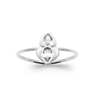 Bague goutte perlée et deux zircons en argent 925