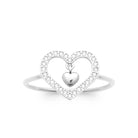 Bague grand cœur ajouré pavé de zircons en argent 925
