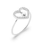 Bague grand cœur ajouré pavé de zircons en argent 925