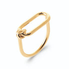 Bague grand maillon ovale noué en fil d’or en plaqué or