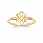 Bague grand nœud chinois en fil d’or perlé en plaqué or