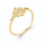Bague grand nœud chinois en fil d’or perlé en plaqué or