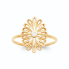 Bague grande marguerite en filigrane et zircon au cœur plaqué or, vue de face