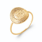 Bague grande médaille granulée façon pièce ancienne en plaqué or