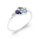 Bague grappe de pierres bleues en camaïeu en argent 925