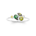 Bague grappe de pierres vertes en camaïeu en argent 925