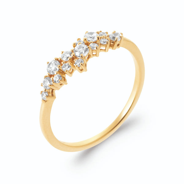 Bague grappe de zircons en plaqué or