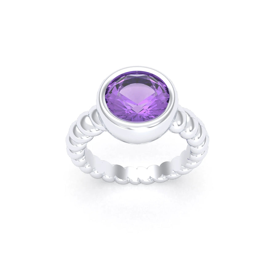 Bague de joaillerie en argent 950, vue de détail, fabriquée à l’atelier Bajoia de Sèvres