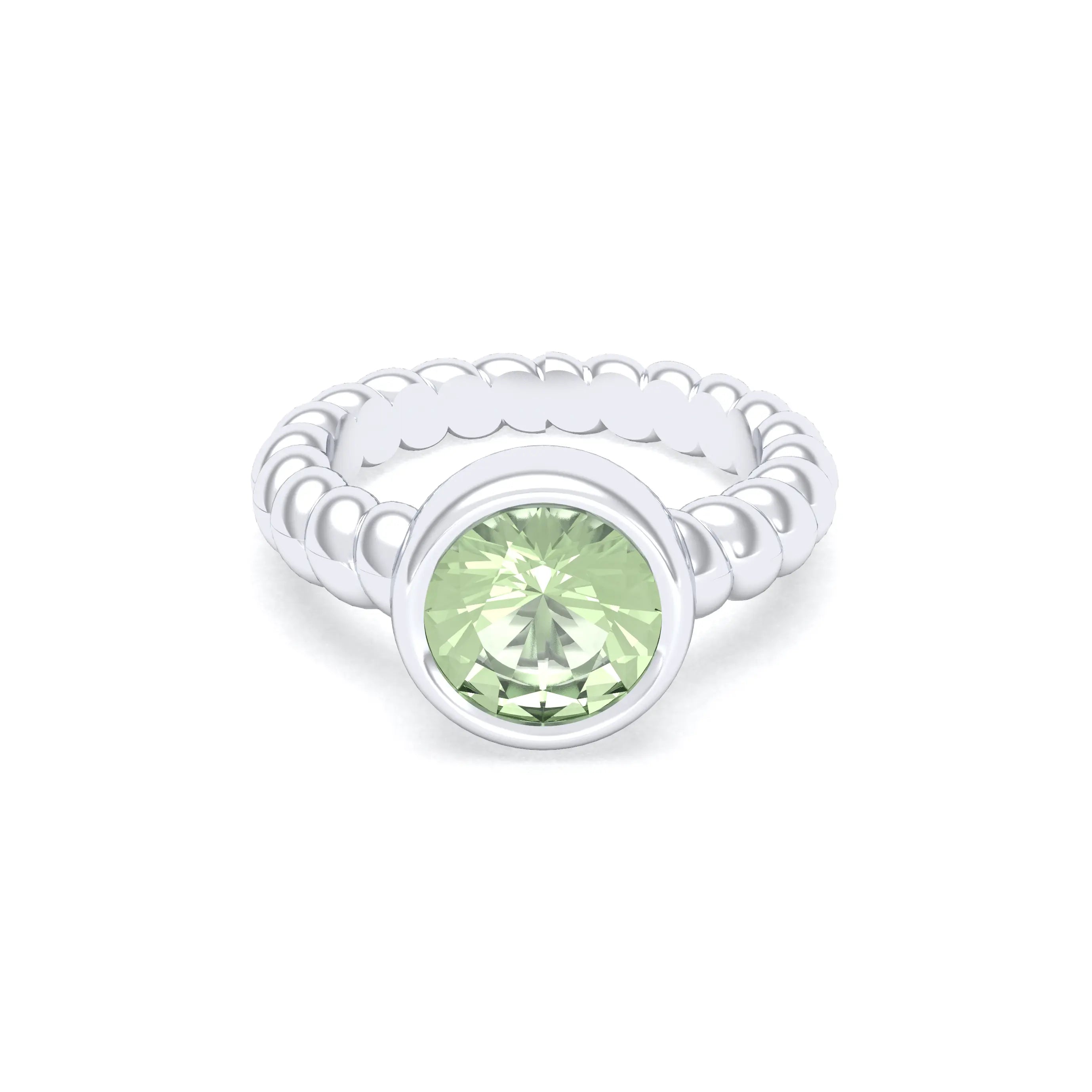 Bague “Indiscrète” en Argent 950 – Pierre Fine Ronde 9mm et Anneau Torsadé