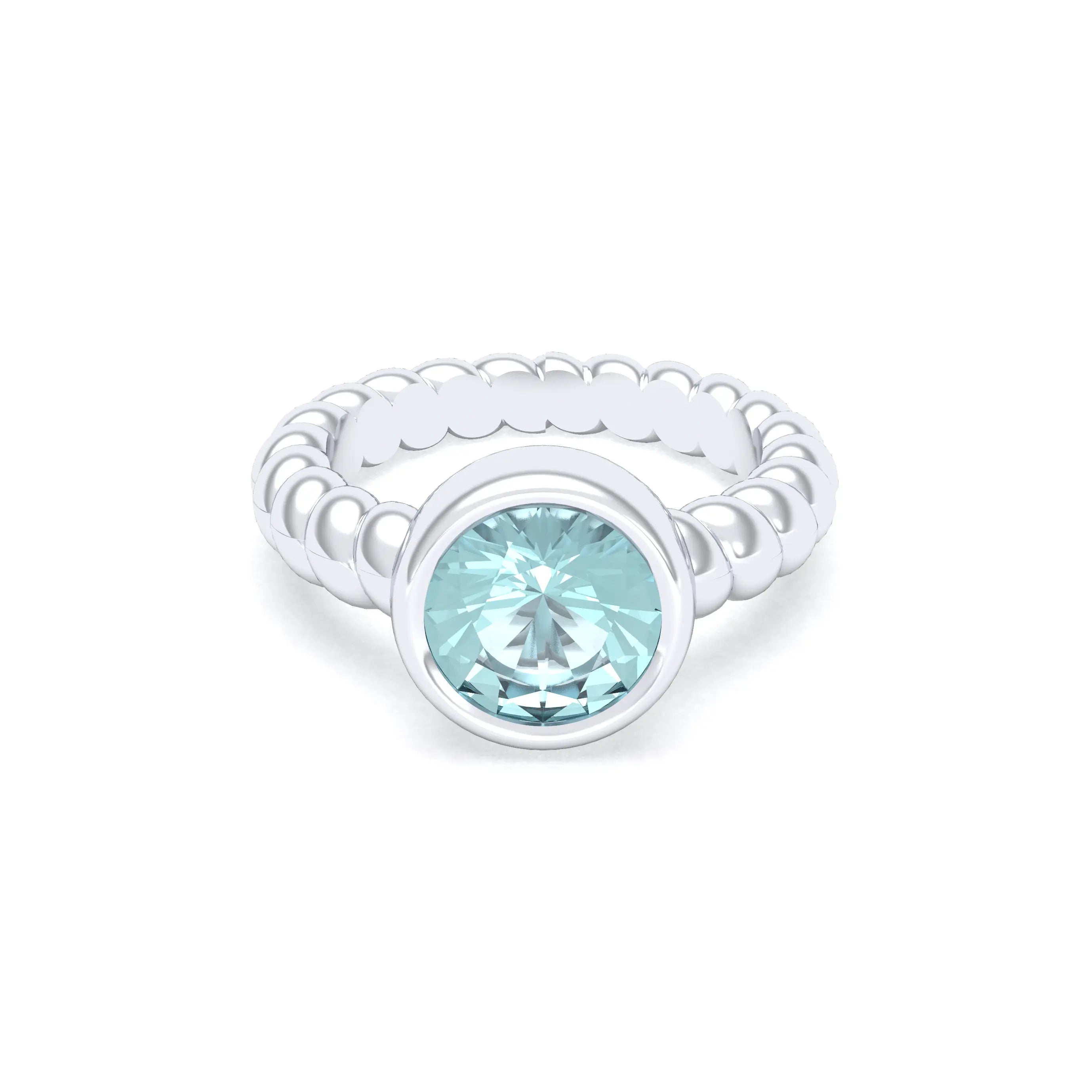 Bague “Indiscrète” en Argent 950 – Pierre Fine Ronde 9mm et Anneau Torsadé