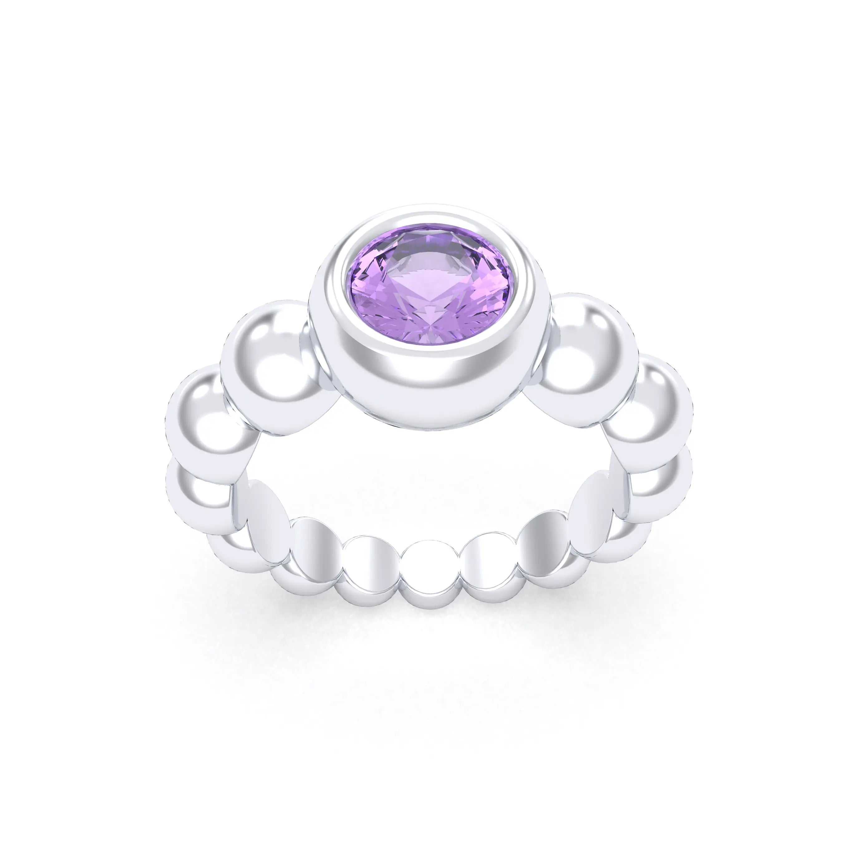 Bague Indiscrète — Solitaire « Boule » en Argent 950 et Pierre Fine