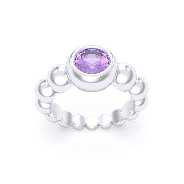 Bague Indiscrète — Solitaire « Boule » en Argent 950 et Pierre Fine, autre vue