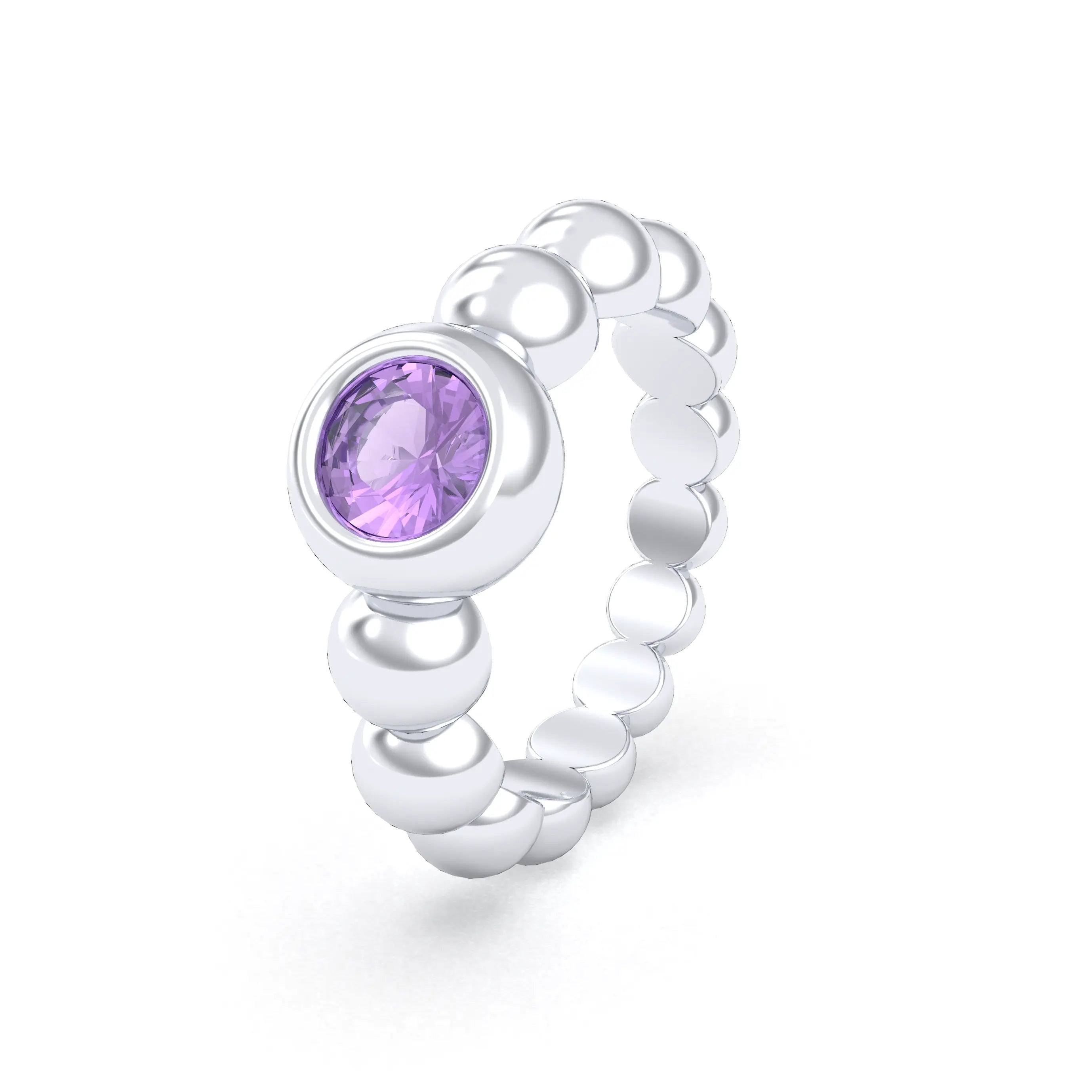 Bague Indiscrète — Solitaire « Boule » en Argent 950 et Pierre Fine