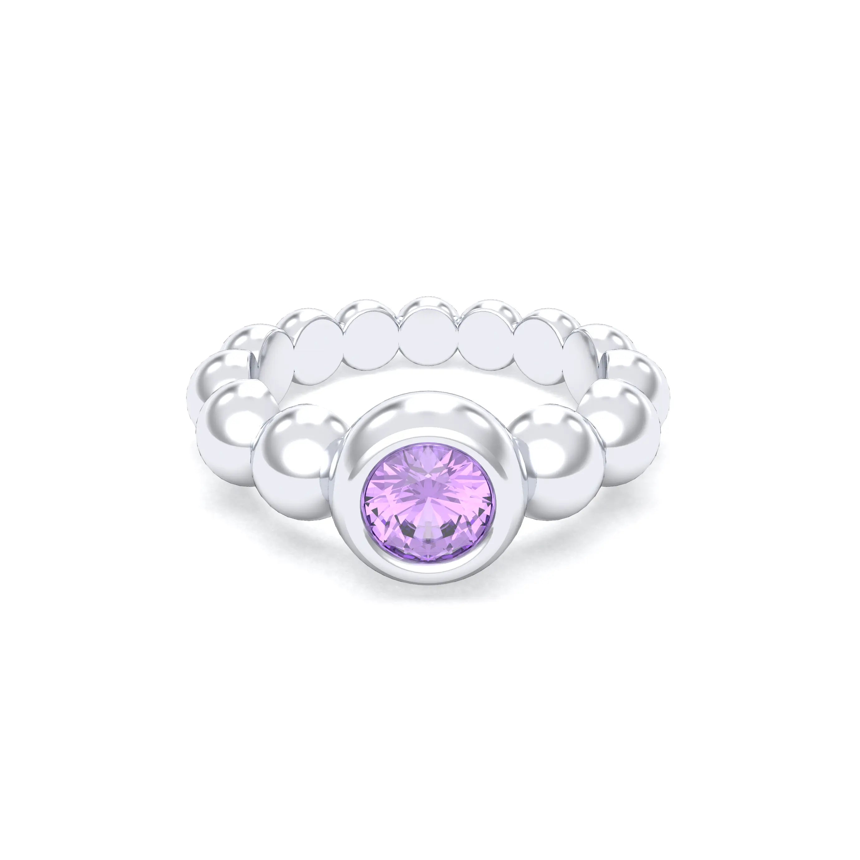 Bague Indiscrète — Solitaire « Boule » en Argent 950 et Pierre Fine