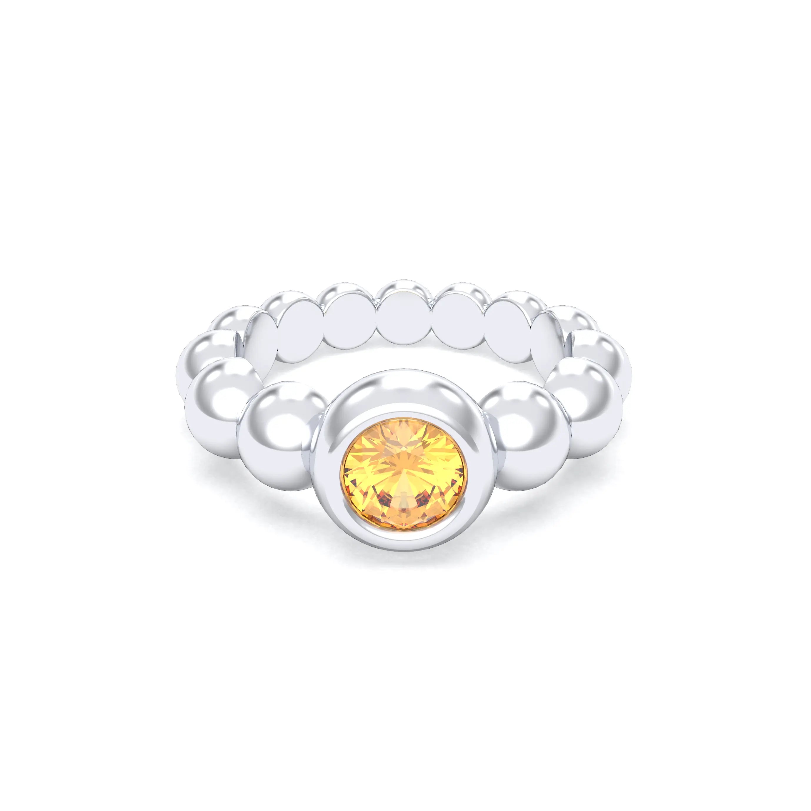 Bague Indiscrète — Solitaire « Boule » en Argent 950 et Pierre Fine