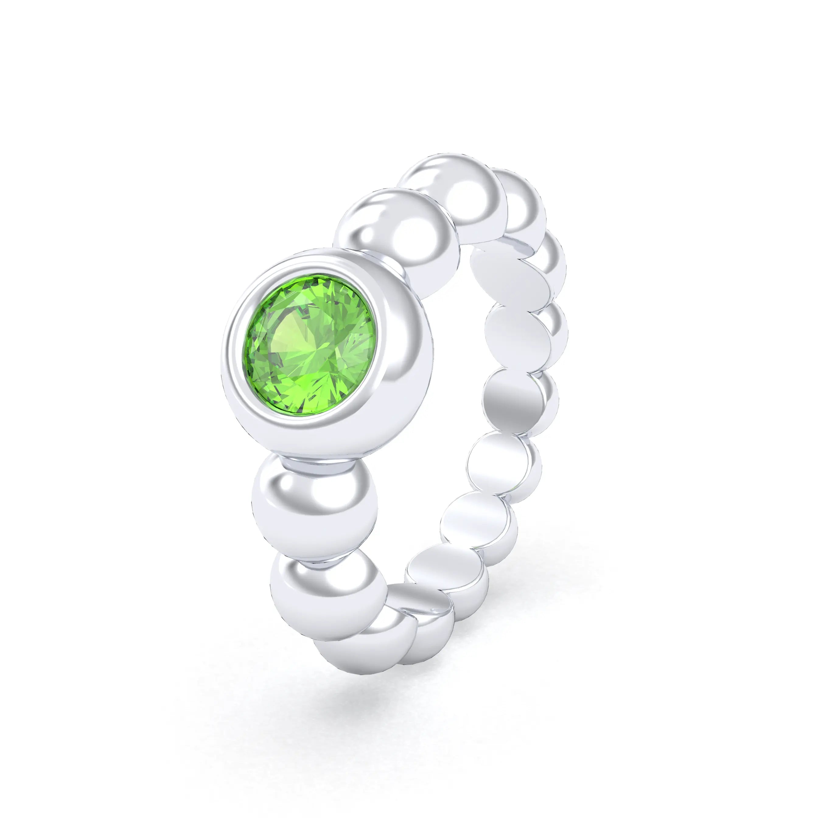 Bague Indiscrète — Solitaire « Boule » en Argent 950 et Pierre Fine