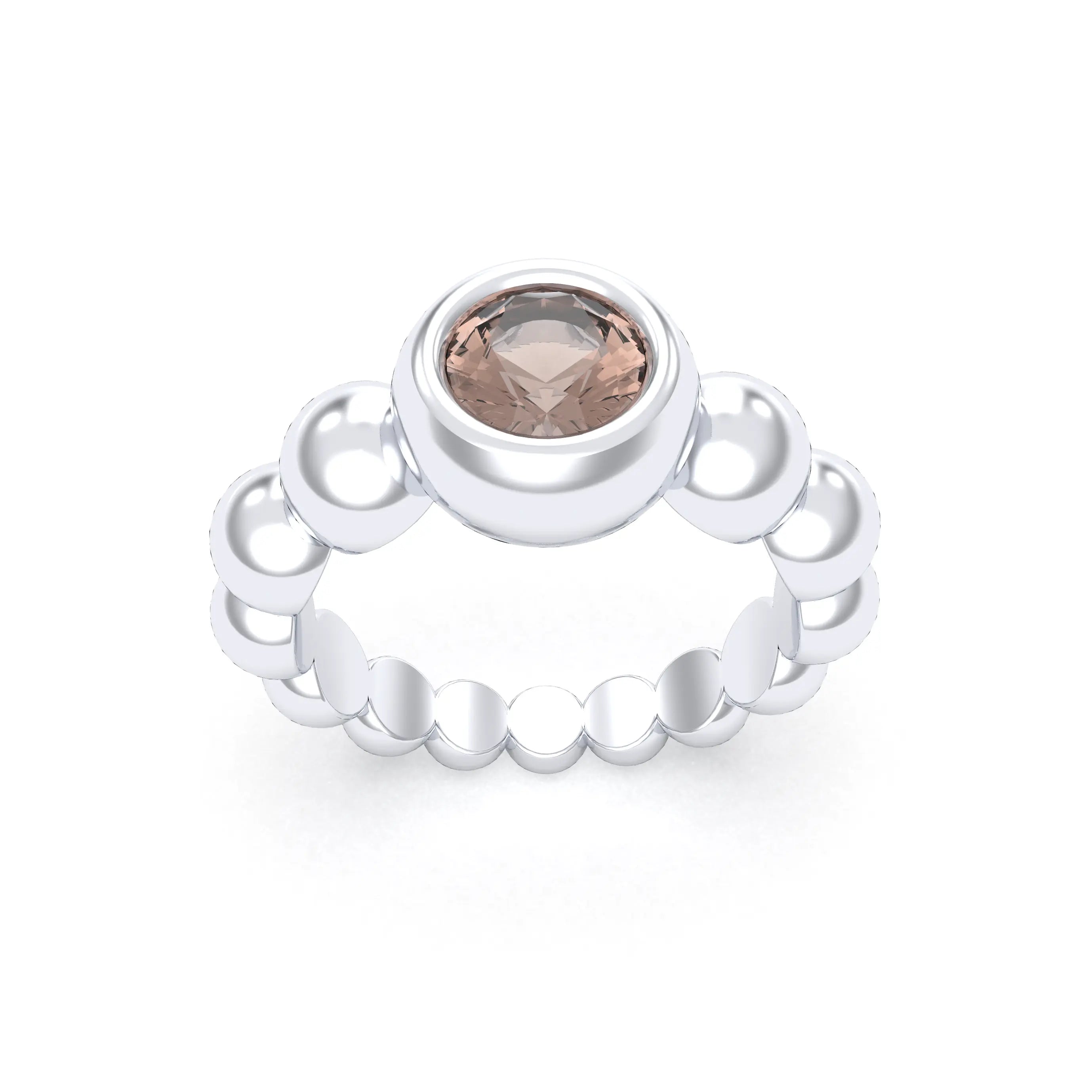 Bague Indiscrète — Solitaire « Boule » en Argent 950 et Pierre Fine