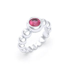 Bague Indiscrète — Solitaire « Boule » en Argent 950 et Pierre Fine Grenat Rhodolite