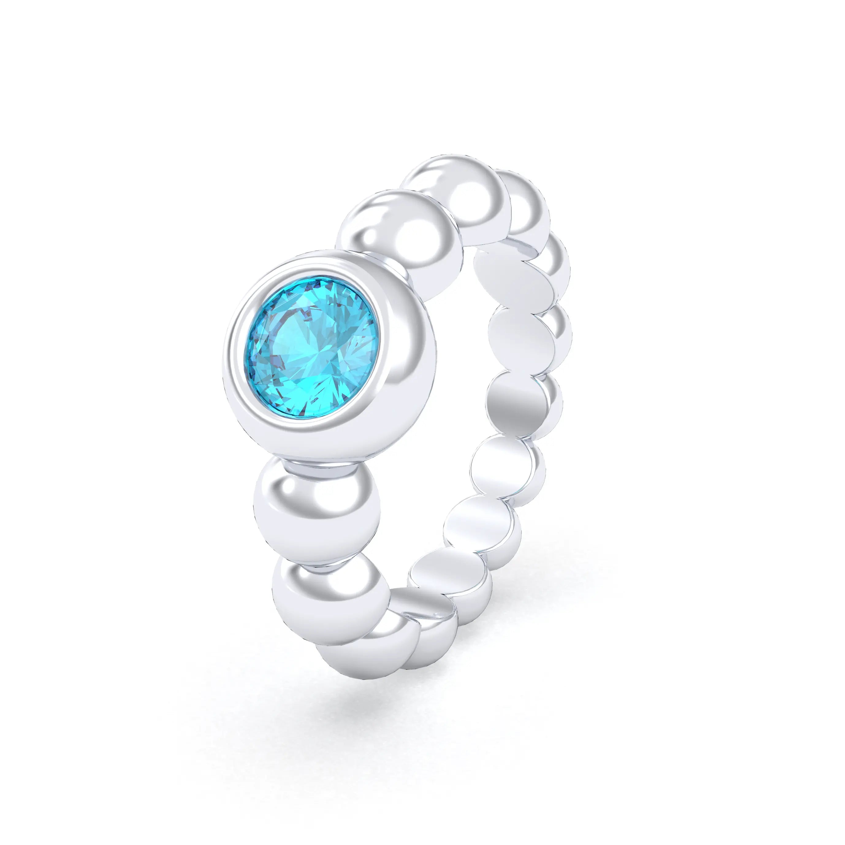 Bague Indiscrète — Solitaire « Boule » en Argent 950 et Pierre Fine