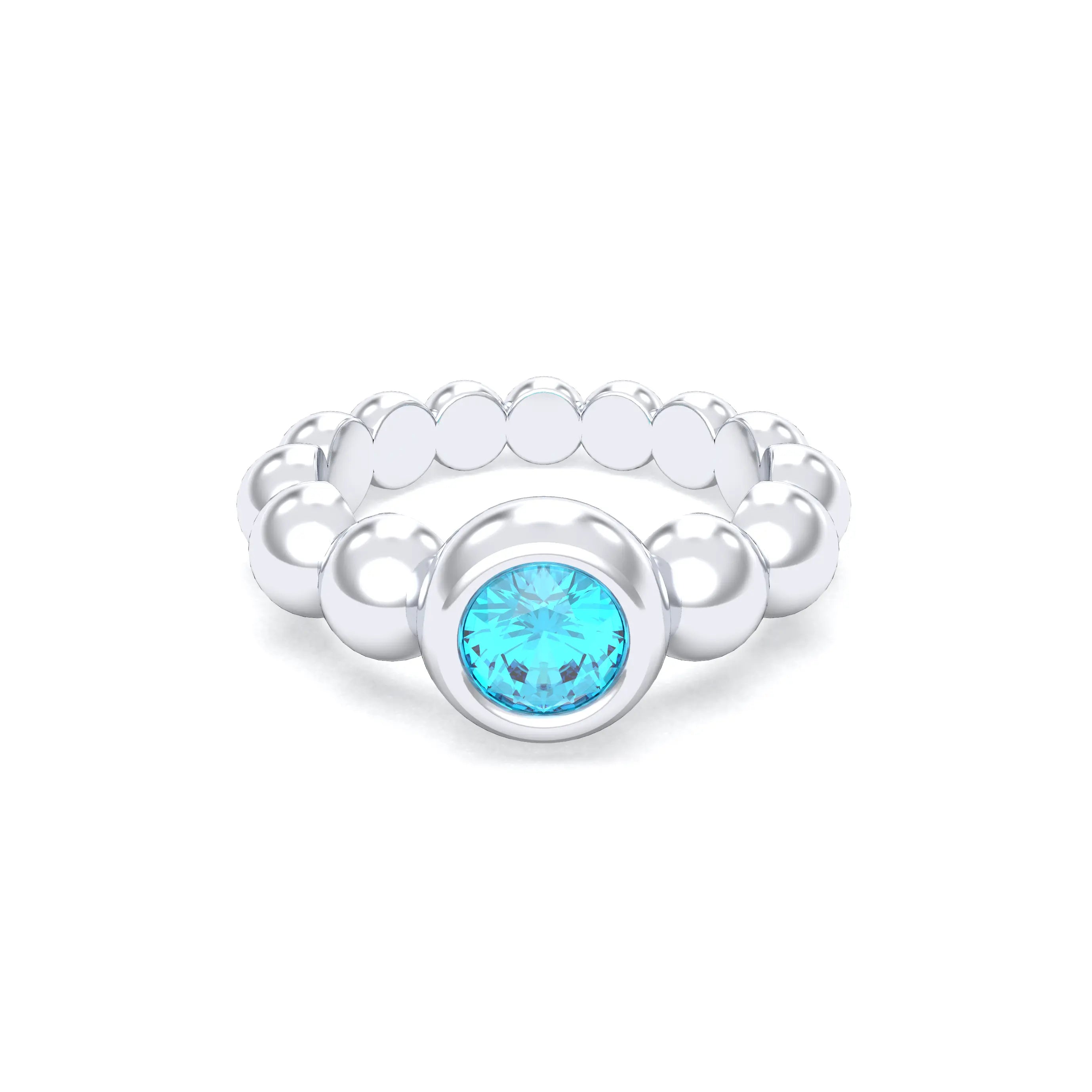 Bague Indiscrète — Solitaire « Boule » en Argent 950 et Pierre Fine