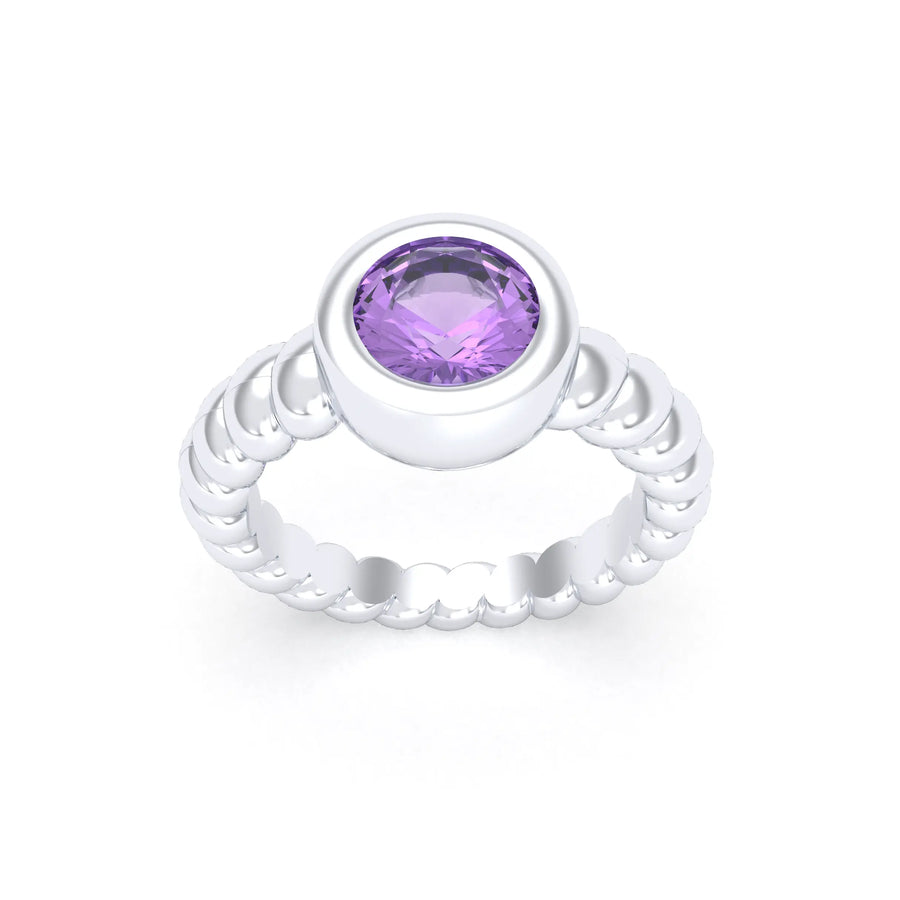 Bague de joaillerie en argent 950, vue de détail, fabriquée à l’atelier Bajoia de Sèvres