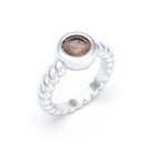 Bague “Indiscrète” 7mm en Argent 950 – Pierre Fine & Torsades Quartz fumé