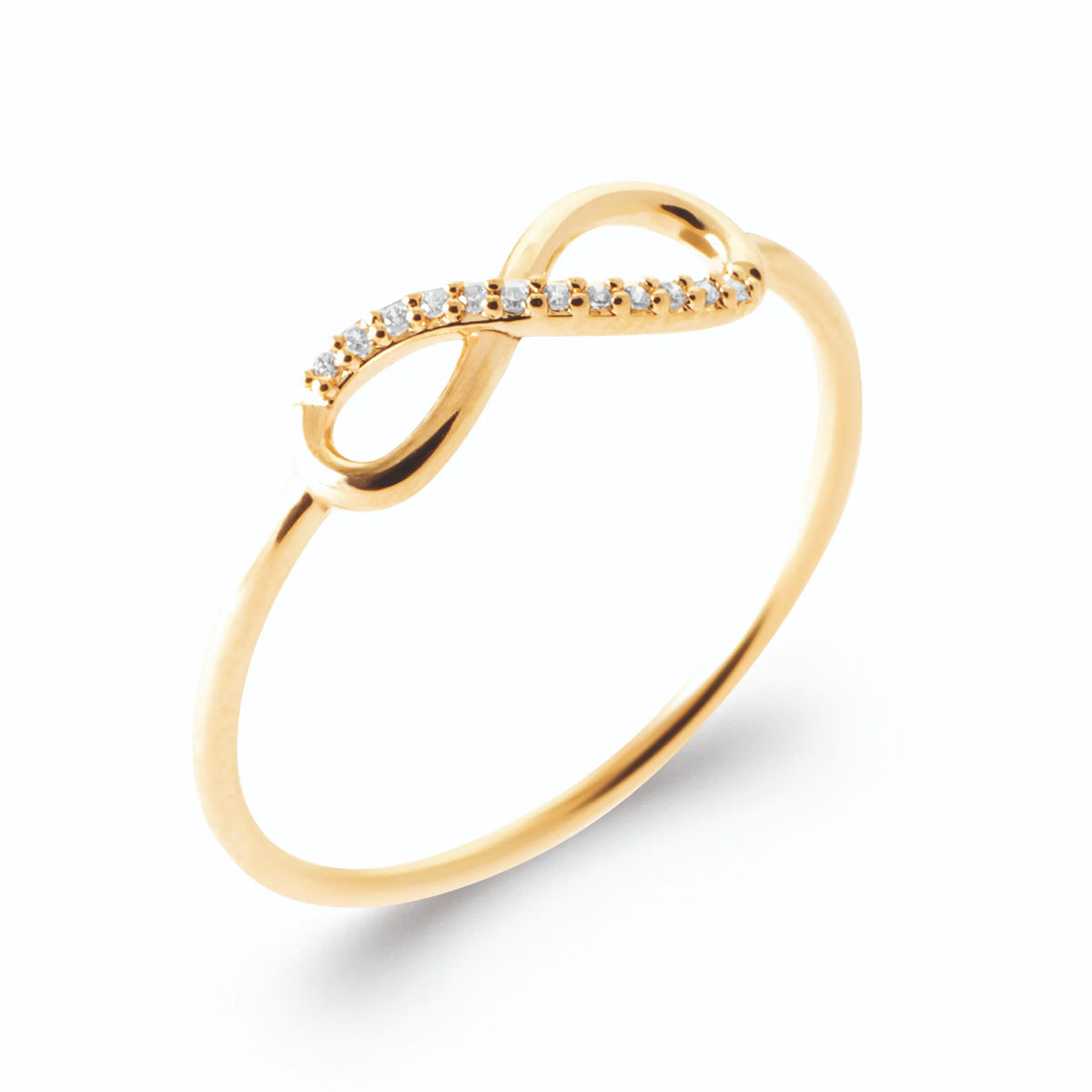 Bague infini asymétrique pavée de zircons en plaqué or