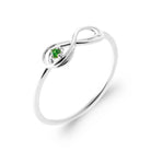 Bague infini et pierre verte en argent 925