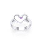 Bague Étreinte en Argent : l’éclat d’un cœur sculpté sur mesure Améthyste