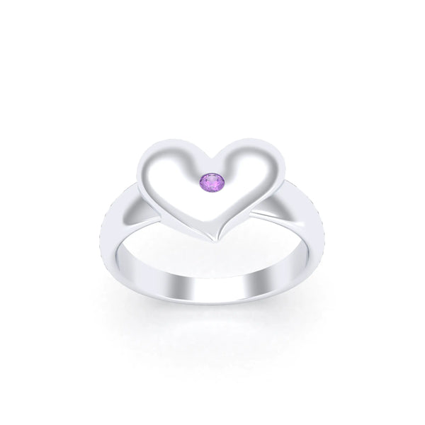 Bague Étreinte en Argent : l’éclat d’un cœur sculpté sur mesure Améthyste