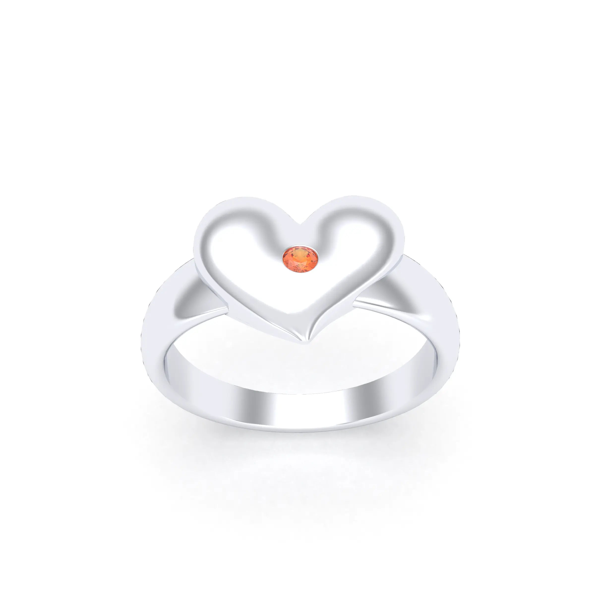 Bague Étreinte en Argent : l’éclat d’un cœur sculpté sur mesure Saphir orange