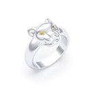 Bague Féline en Argent et Regard Précieux Personnalisable Citrine