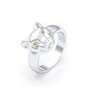 Bague Féline en Argent et Regard Précieux Personnalisable