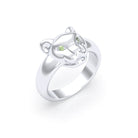 Bague Féline en Argent et Regard Précieux Personnalisable Péridot