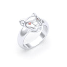 Bague Féline en Argent et Regard Précieux Personnalisable Saphir pêche