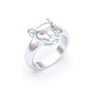 Bague Féline en Argent et Regard Précieux Personnalisable Saphir rose
