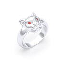 Bague Féline en Argent et Regard Précieux Personnalisable Saphir rouge