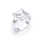 Bague Féline en Argent et Regard Précieux Personnalisable Saphir violet