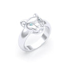 Bague Féline en Argent et Regard Précieux Personnalisable Topaze