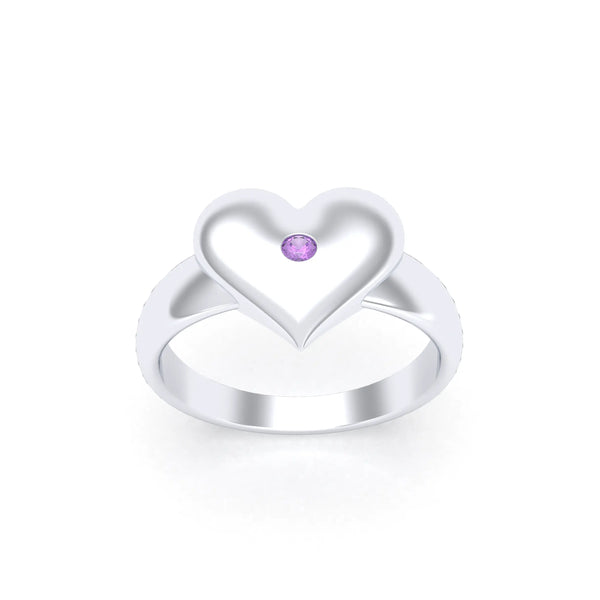 Bague Idylle en Argent : la pureté d’un cœur éternel et sur mesure Améthyste