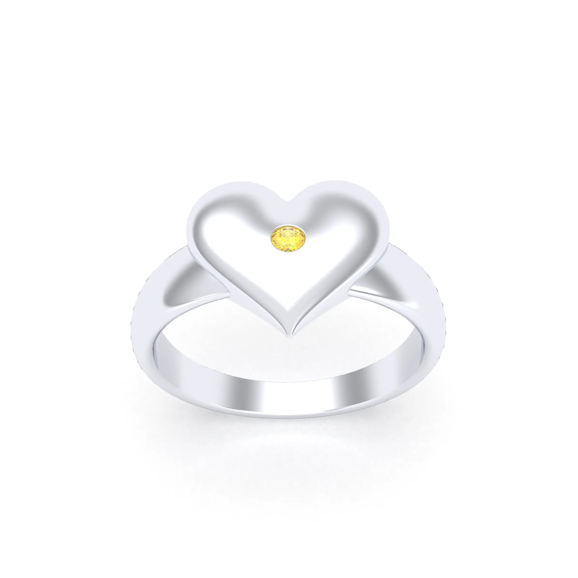 Bague Idylle en Argent : la pureté d’un cœur éternel et sur mesure Saphir jaune