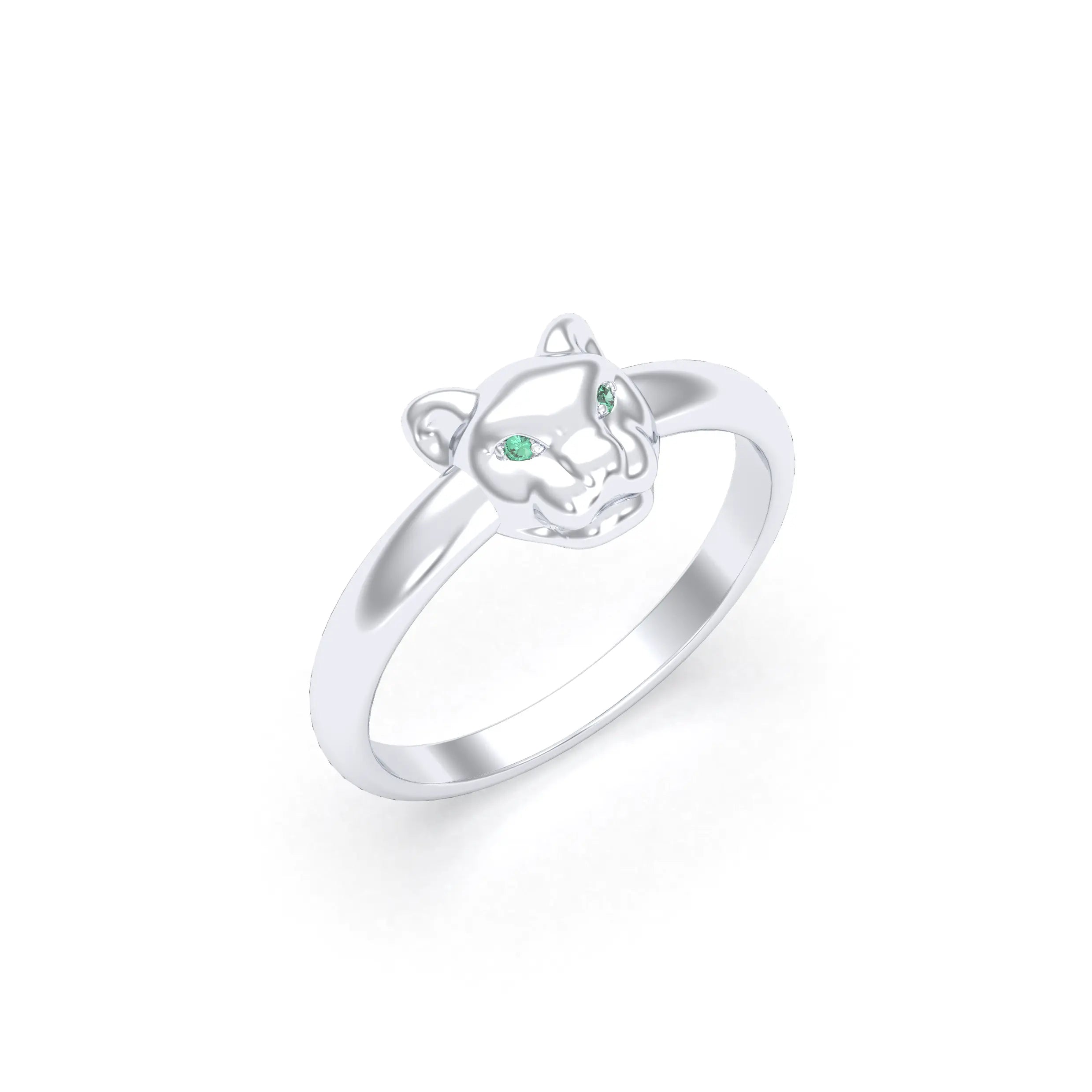 Bague Petite Féline Argent Massif & Regard de Gemmes