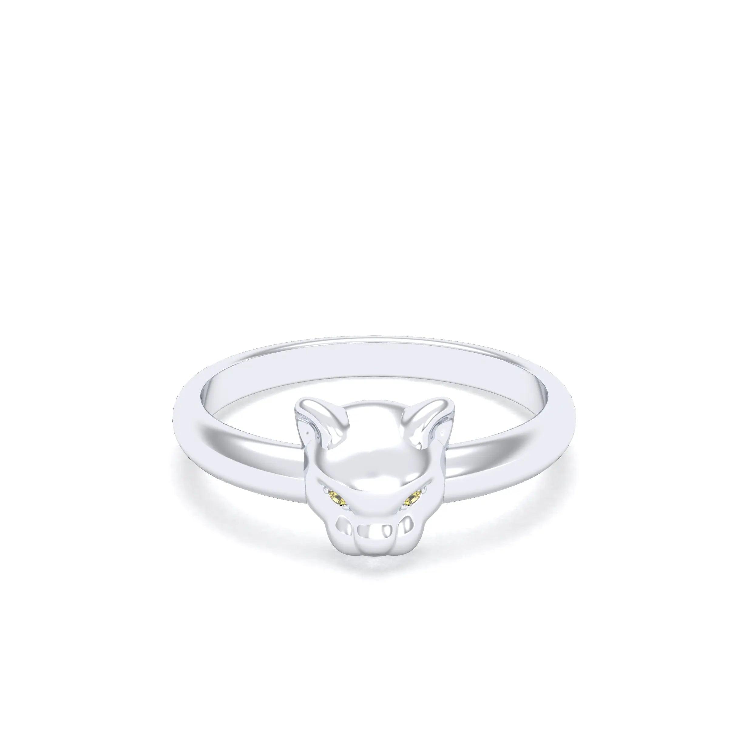 Bague Petite Féline Argent Massif & Regard de Gemmes
