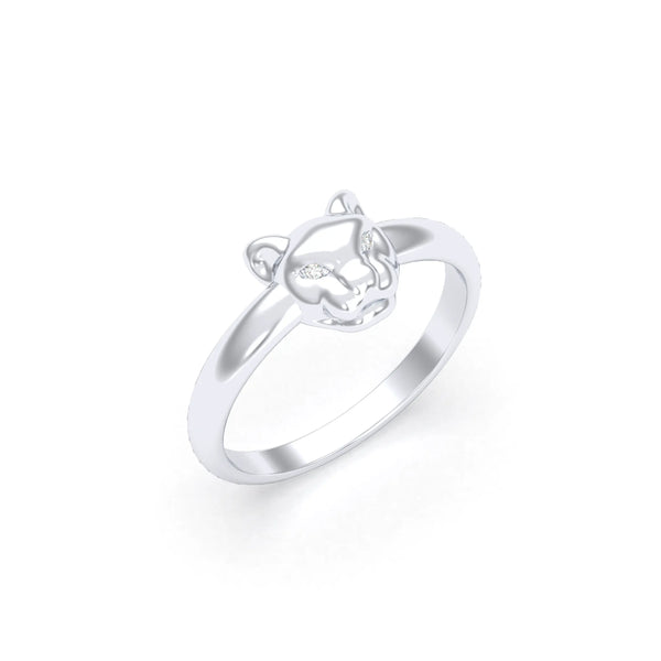 Bague Petite Féline Or Blanc 18 Carats & Pierres Précieuses, autre vue