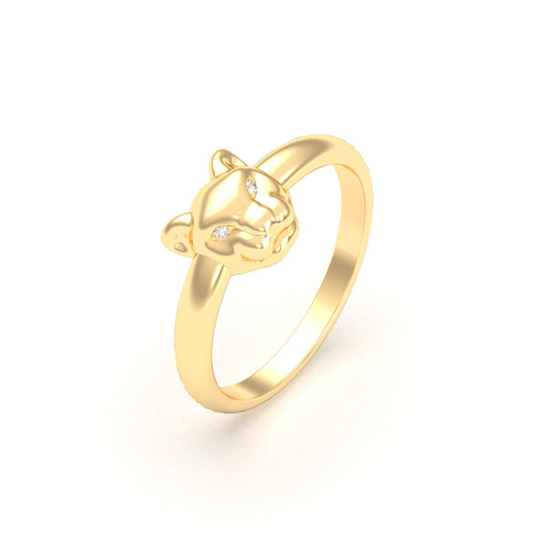 Bague Petite Féline en or jaune 18 carats — deux pierres précieuses au choix parmi douze Diamant